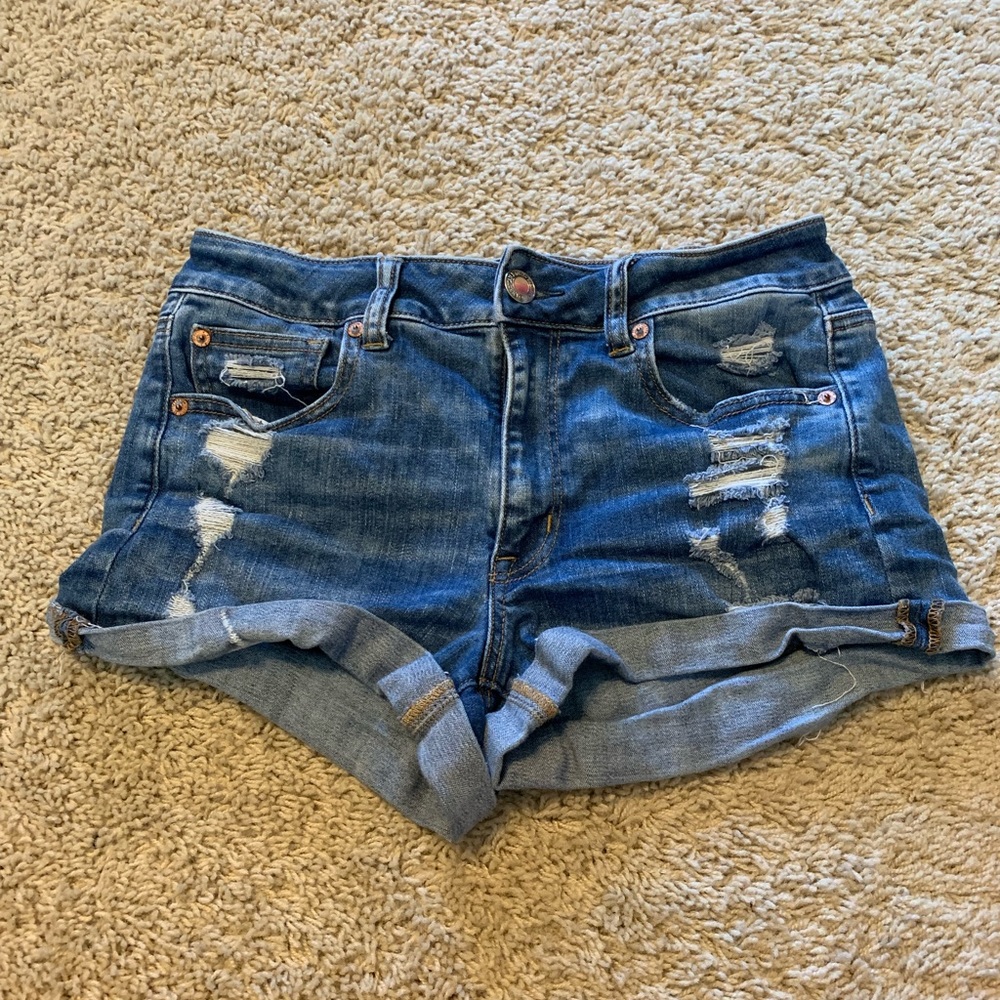 AEO hi-rise shortie shorts. Size 8.